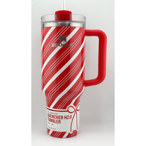 Stanley Quencher H2.0 FlowState HOLIDAY Tumbler 40 oz, CANDY CANE TWIST - Picture 1 of 5